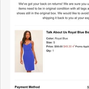 Lulus royal blue bodycon dress